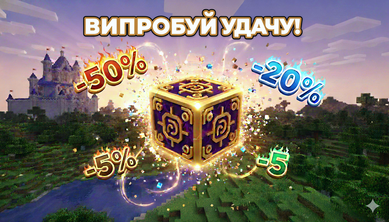 Оновлені ціни на рекламу серверів Майнкрафт та кнопка розіграшу знижок